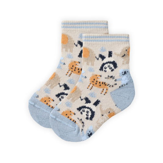 People Wear Organic Socken in sand gemustert mit Zootier Motiv GOTS