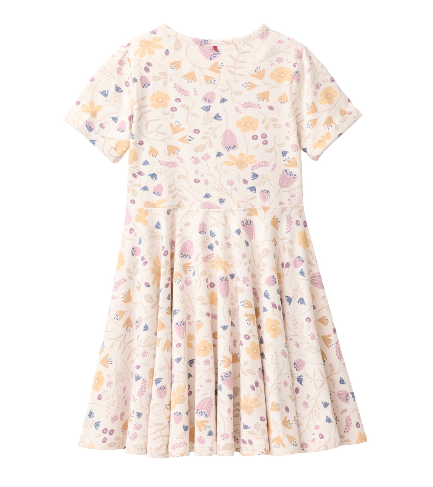 People Wear Organic Kurzarm Kleid in puderrosa mit "Blumengarten"-Print