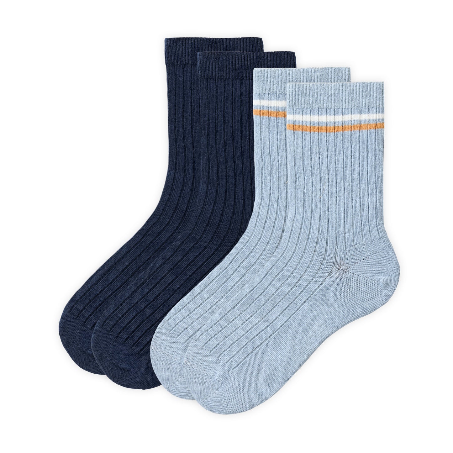 People Wear Organic Ripp Socken im Doppelpack  in dunkelblau uni und blau uni GOTS