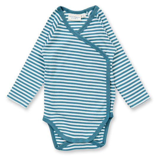 Sense Organics Baby Wickelbody blau-weiß geringelt, Modell YGON, GOTS