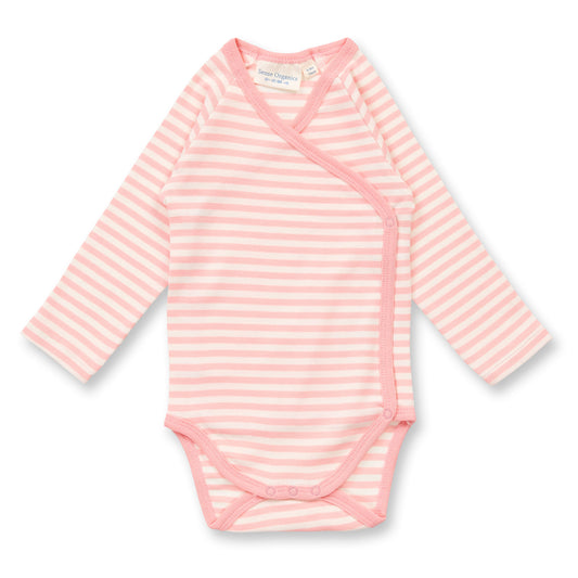 Sense Organics Baby Wickelbody rosa-weiß geringelt, Modell YGON, GOTS