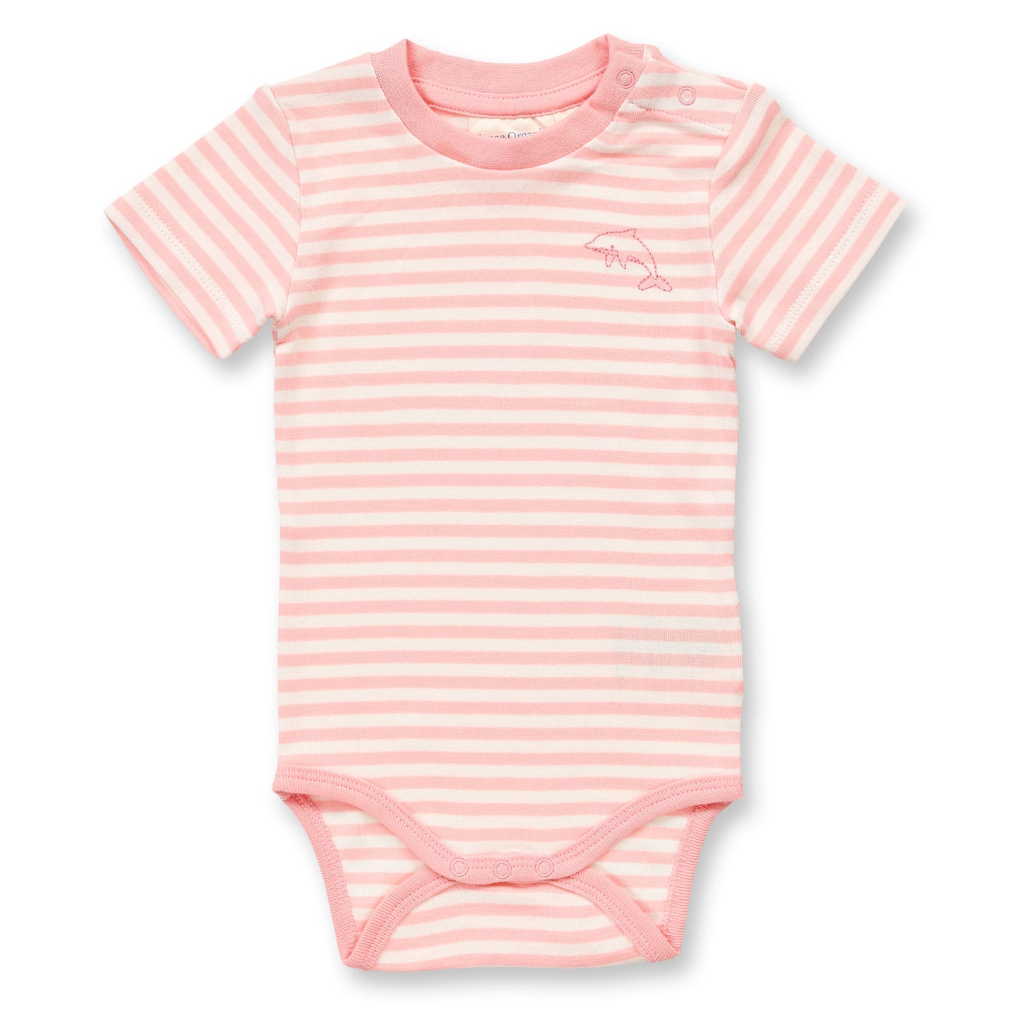 Sense Organics Baby Body pastelrosa-weiß geringelt, Modell VARIN GOTS