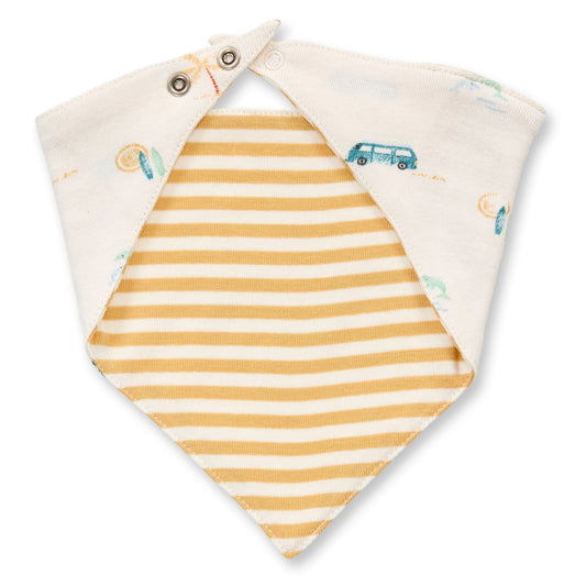 Sense Organics Baby Dreieckstuch mit Retro-Bus-Druck, Modell BIB, GOTS