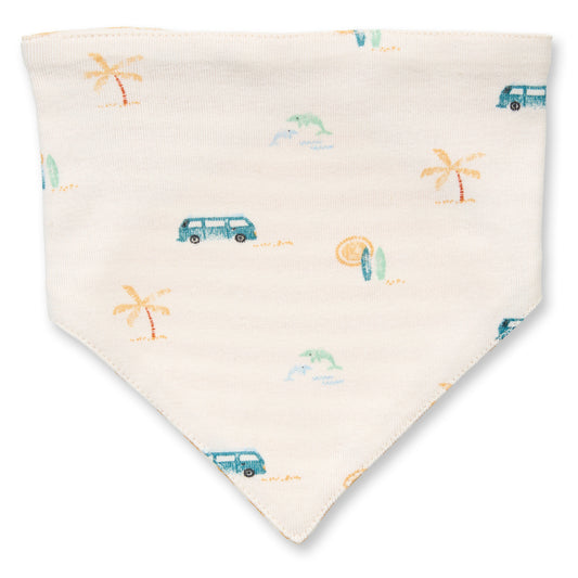 Sense Organics Baby Dreieckstuch mit Retro-Bus-Druck, Modell BIB, GOTS