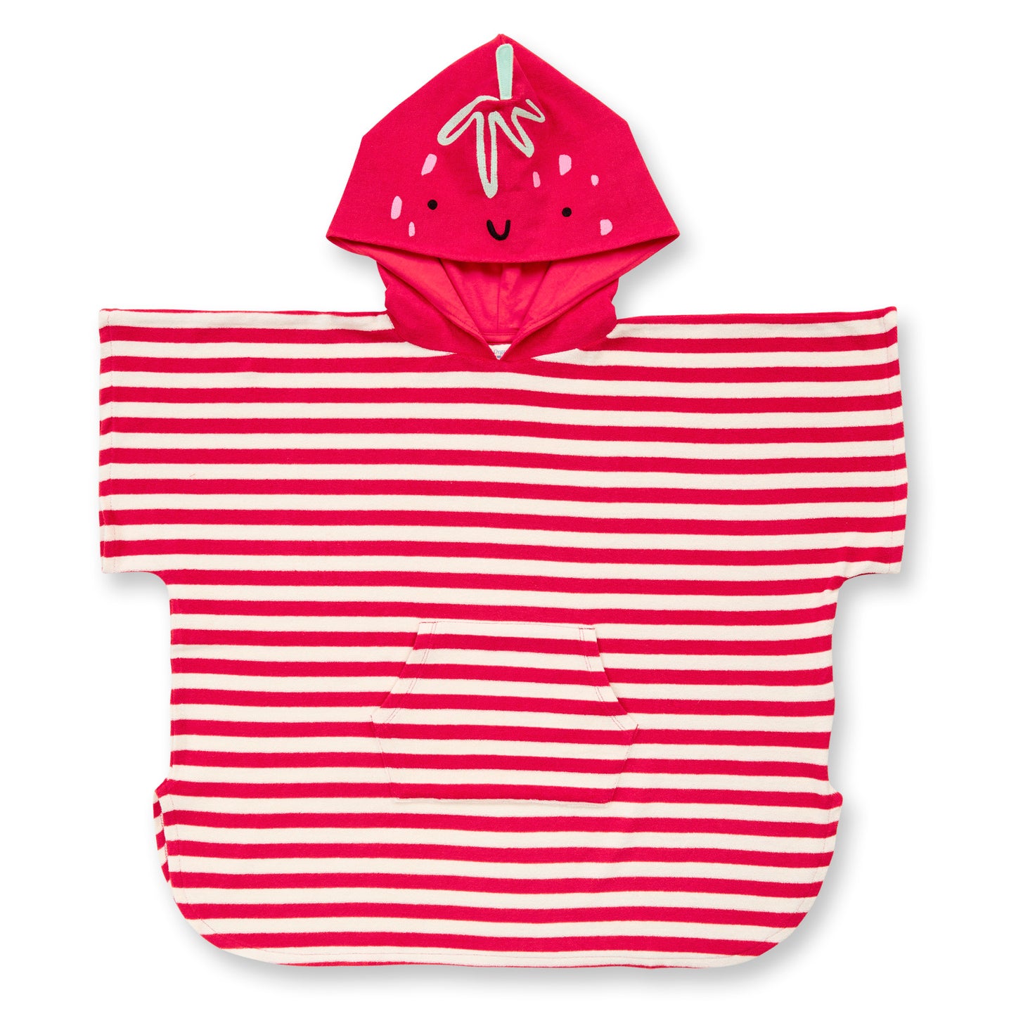 Sense Organics Kinder Badeponcho rot-weiß geringelt, Modell ALVI, GOTS