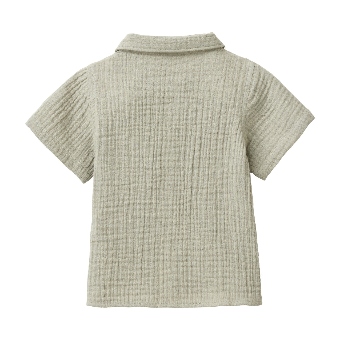 People Wear Organic Musselin-Hemd Kurzarm in Khaki GOTS