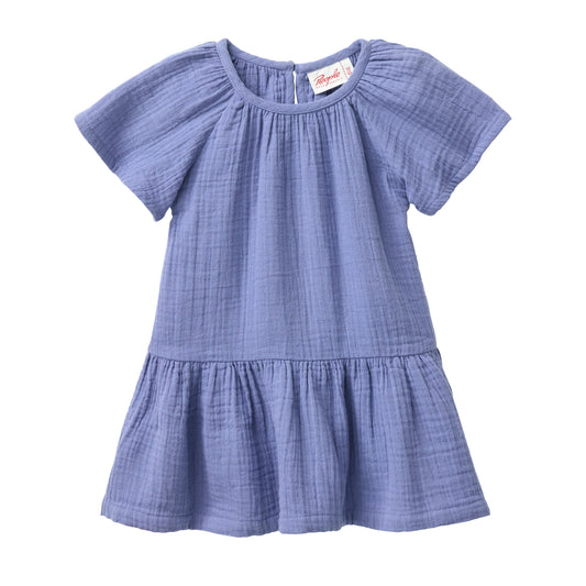 People Wear Organic Musselin-Kleid in atlantikblau GOTS