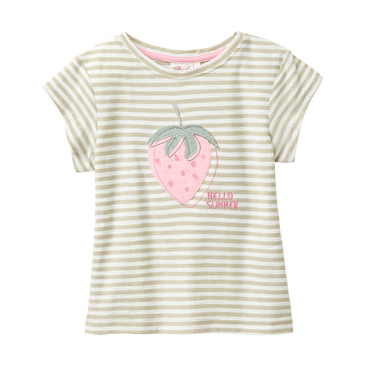 People Wear Organic Kurzarm-Shirt mit Erdbeeren-Applikation GOTS