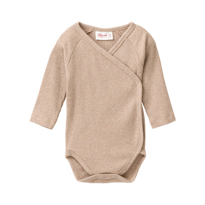 People Wear Organic Langarm-Wickelbody Dunkelsand Mélange GOTS