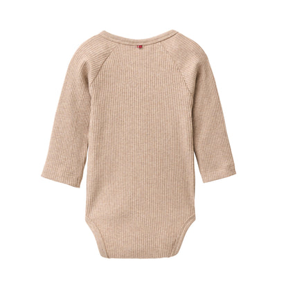 People Wear Organic Langarm-Wickelbody Dunkelsand Mélange GOTS
