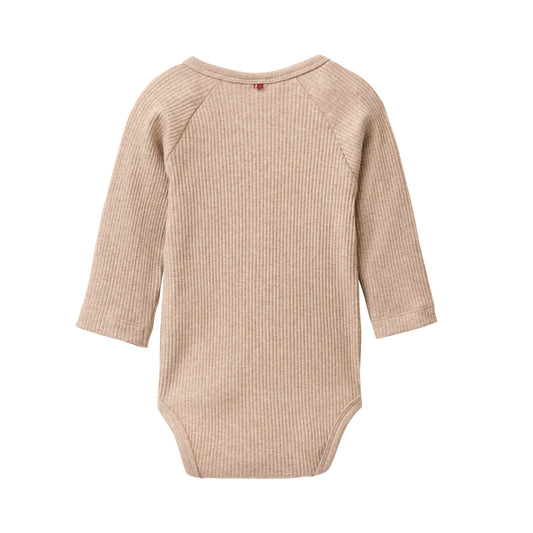 People Wear Organic Langarm-Wickelbody Dunkelsand Mélange GOTS