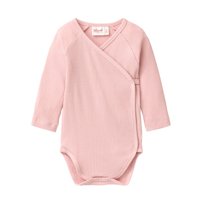 People Wear Organic Langarm-Wickelbody Blassrosa GOTS