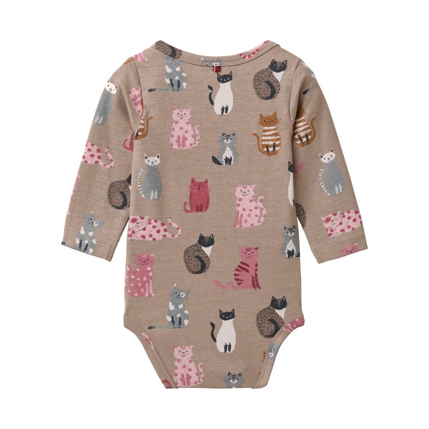 People Wear Organic Langarm-Body mit Katzenprint GOTS