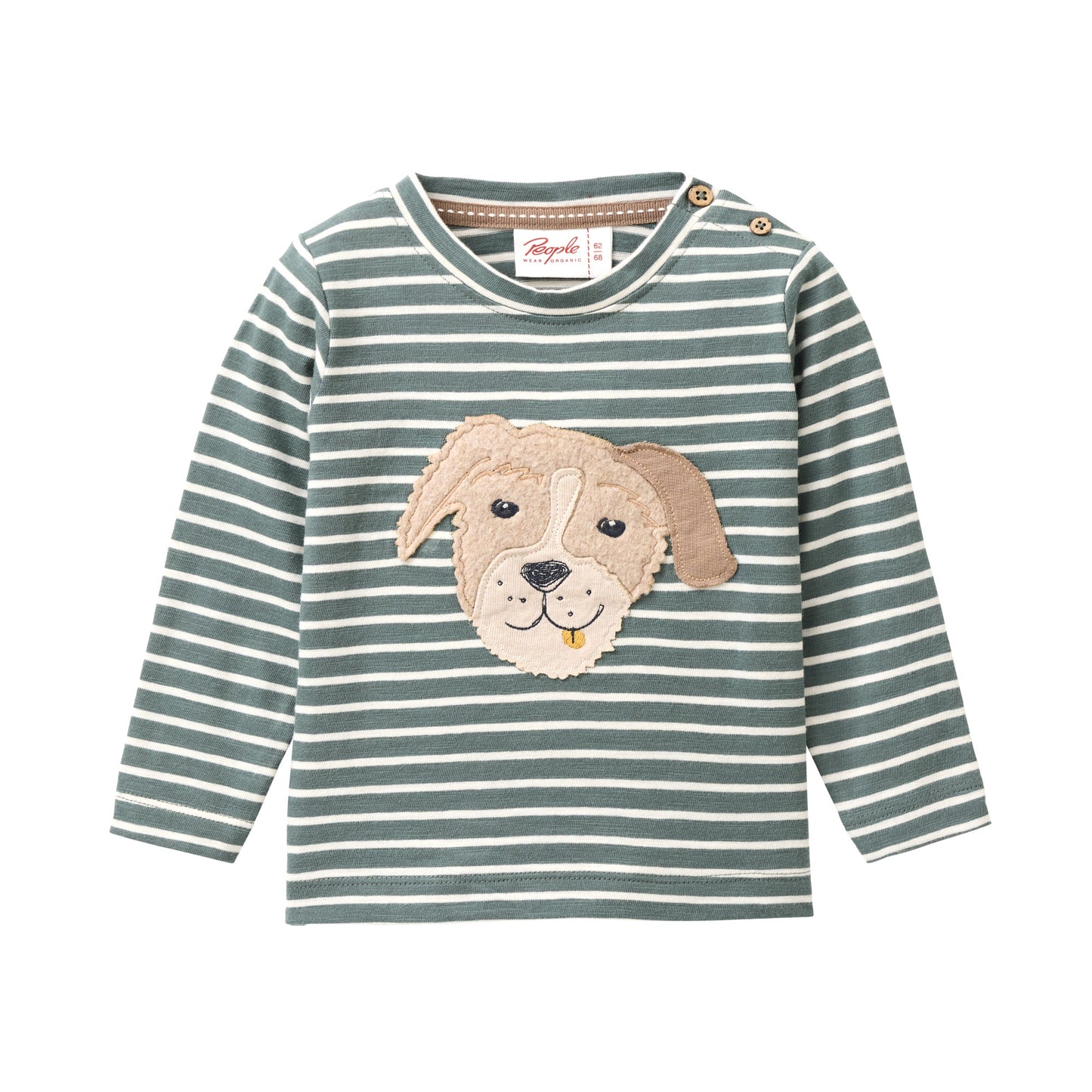 People Wear Organic Langarm-Shirt mit Applikation 'Dog Head' GOTS