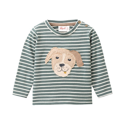 People Wear Organic Langarm-Shirt mit Applikation 'Dog Head' GOTS