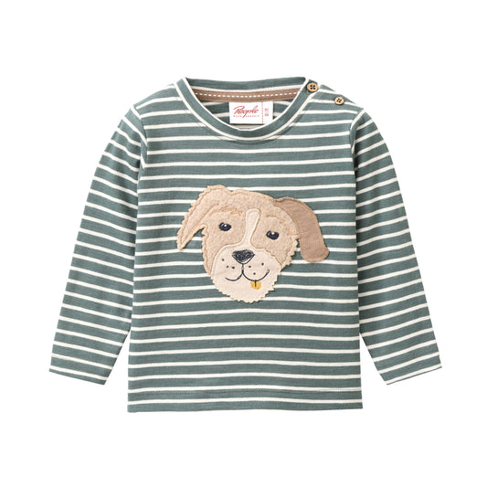 People Wear Organic Langarm-Shirt mit Applikation 'Dog Head' GOTS