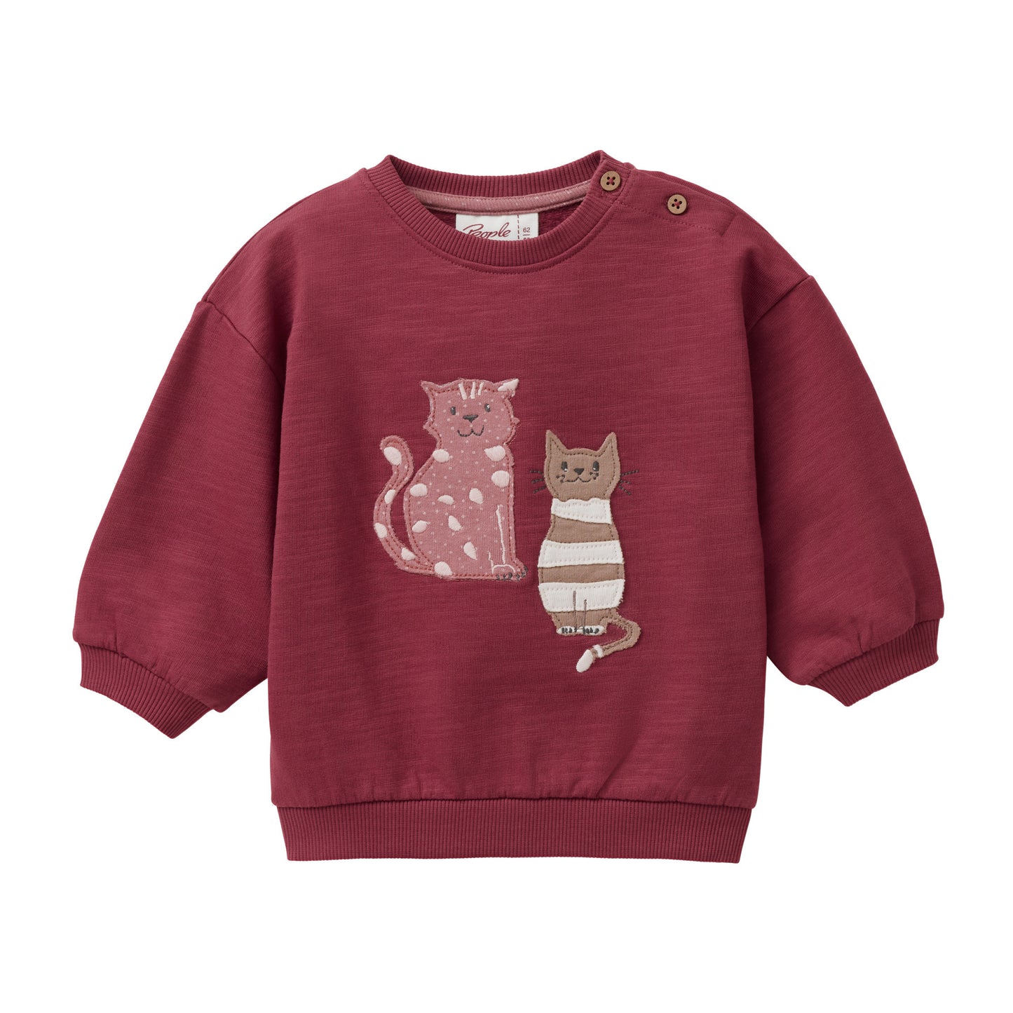People Wear Organic Sweat-Pullover mit 'Cat Best Friends'-Applikation GOTS