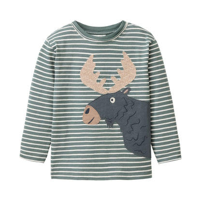 People Wear Organic Langarm-Shirt mit Elch-Applikation GOTS