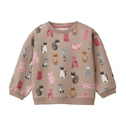 People Wear Organic Sweatshirt mit Katzenprint GOTS