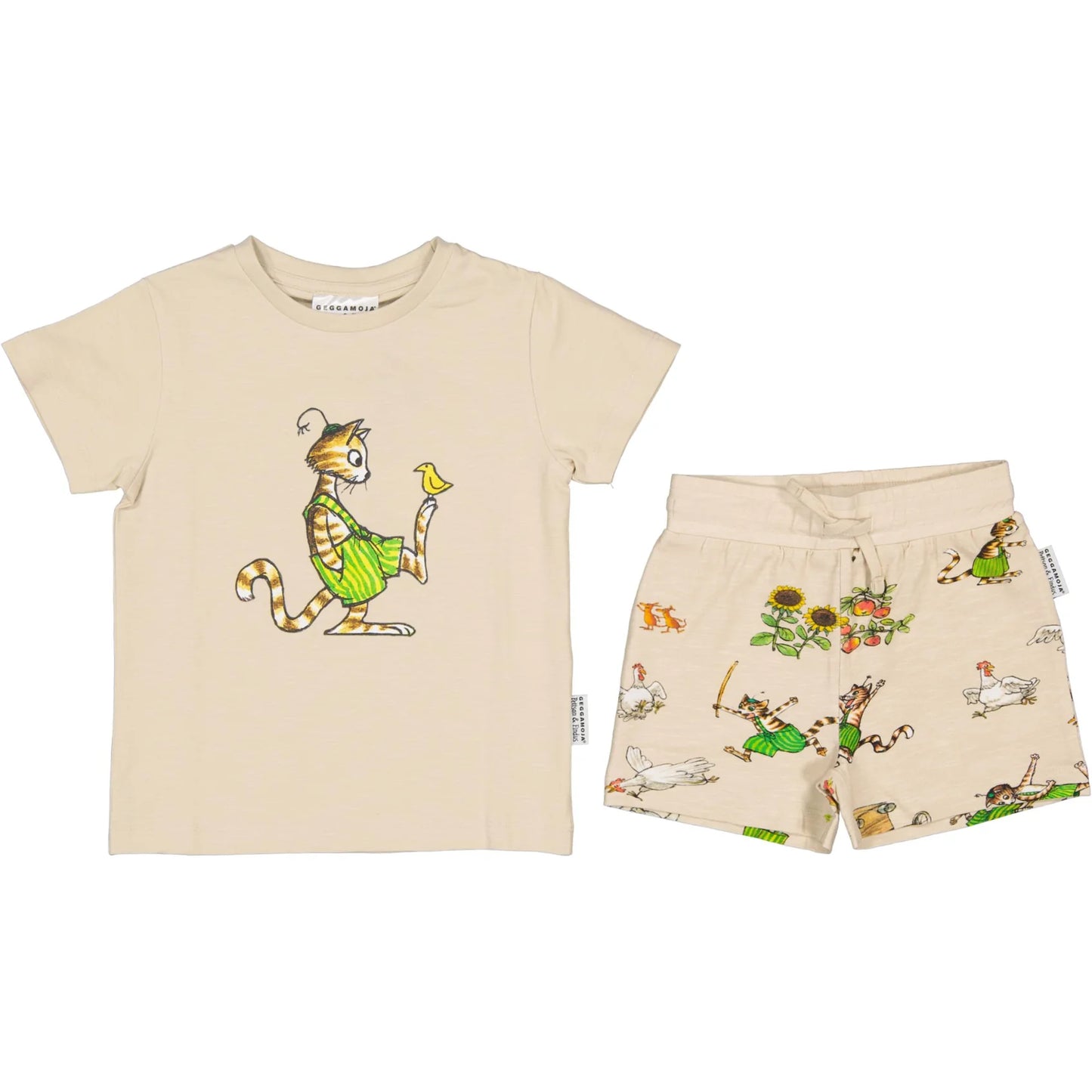 Geggamoja Set aus T-Shirt und Shorts Pettersson und Findus beige