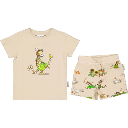 Geggamoja Set aus T-Shirt und Shorts Pettersson und Findus beige