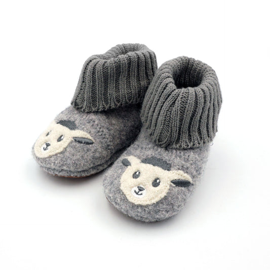 Maximo Hüttenschuhe Schaf Anti-Rutsch-Sohle, Strickbund
