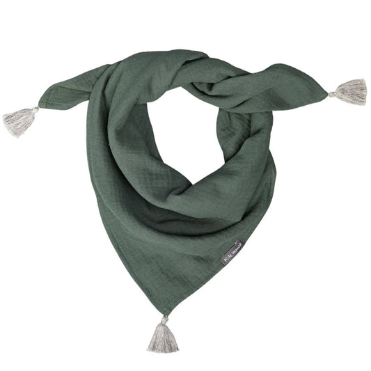 Kitz Heimat Tuch aus Musselin Dark Green/ Shady Green Größe L