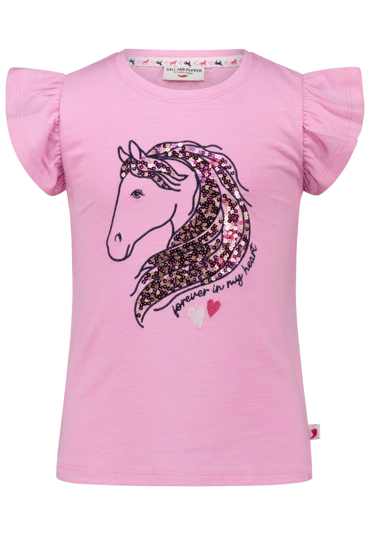 Salt and Pepper T-Shirt mit Pferdekopf und Pailletten