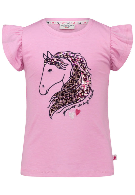Salt and Pepper T-Shirt mit Pferdekopf und Pailletten
