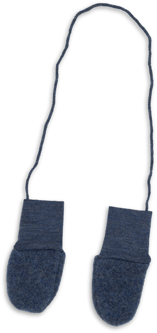 Engel Babyhandschuhe Bio-Merinowolle Fleece Blau melange