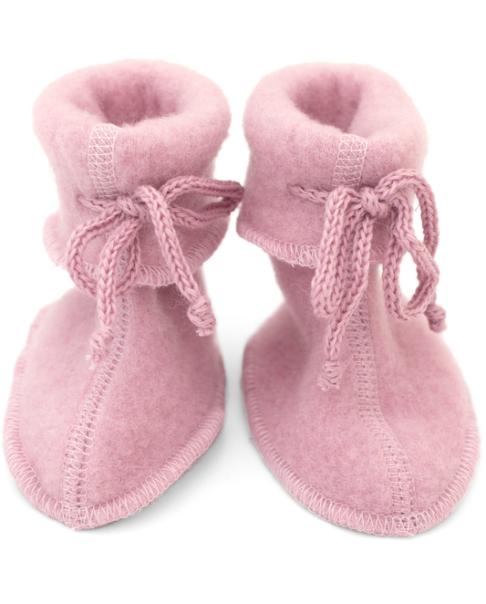 Engel Baby-Schühchen mit Bändel aus Wollfleece in hellgrau melange