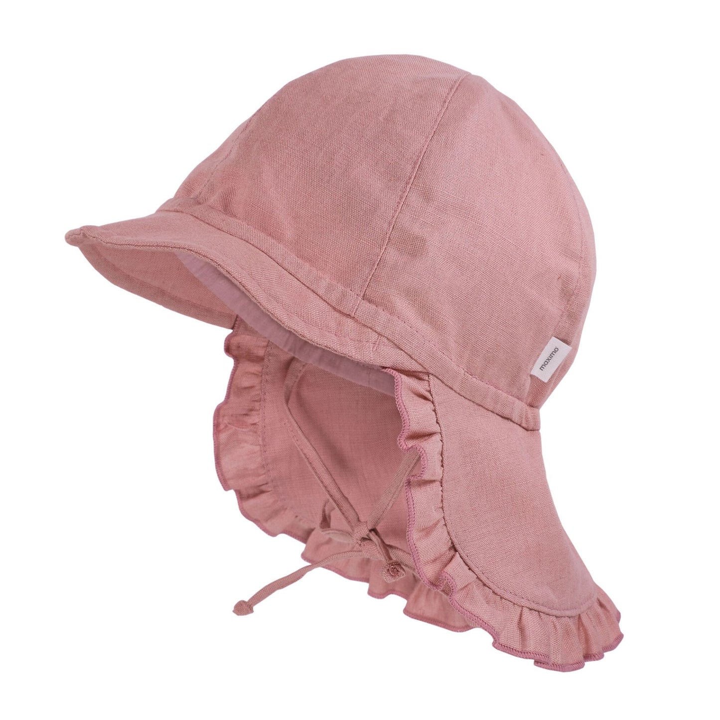 maximo GOTS BABY GIRL-Schildmütze Leinenoptik, kurzer Nackenschutz, Band, UV 50