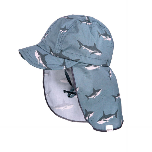 maximo MINI BOY-Schildmütze, Nackenschutz, Bindeband mit Haifisch-Print