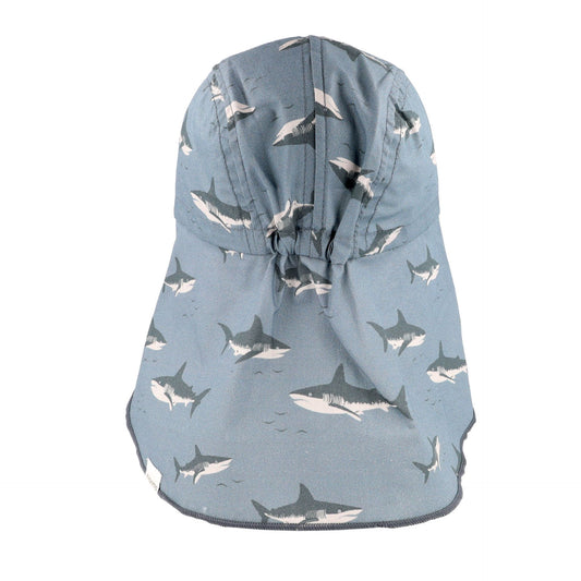 maximo MINI BOY-Schildmütze, Nackenschutz, Bindeband mit Haifisch-Print
