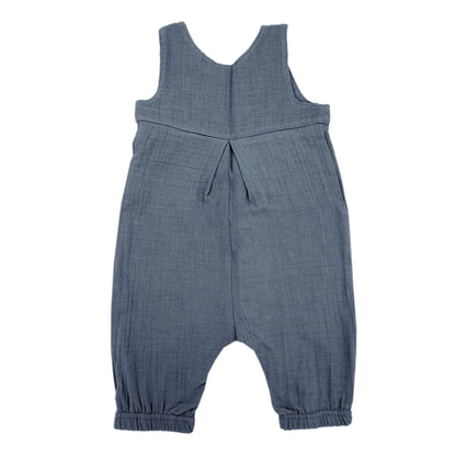 maximo GOTS BABY-Overall, Musselinstoff, Windelöffnung in flint stone