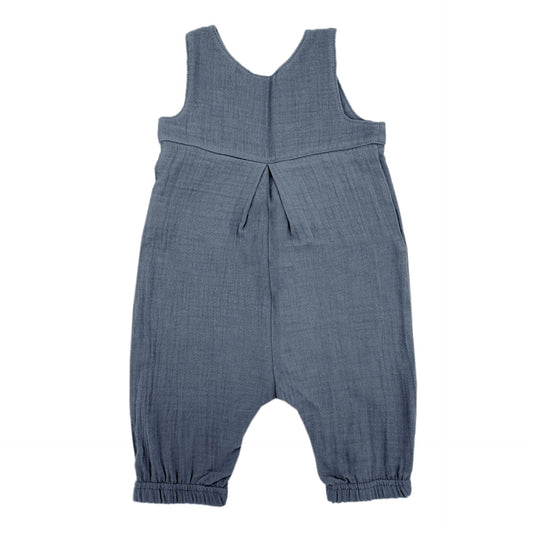 maximo GOTS BABY-Overall, Musselinstoff, Windelöffnung in flint stone