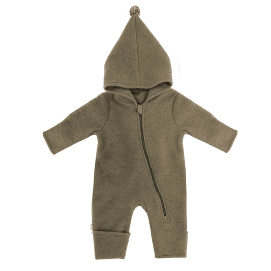 Maximo Baby-Overall aus Merinowolle in khakimeliert GOTS