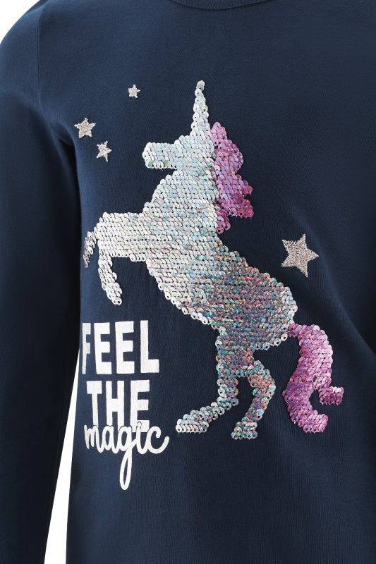 Happy Girls Langarmshirt Einhorn mit Wendepailletten