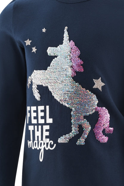 Happy Girls Langarmshirt Einhorn mit Wendepailletten