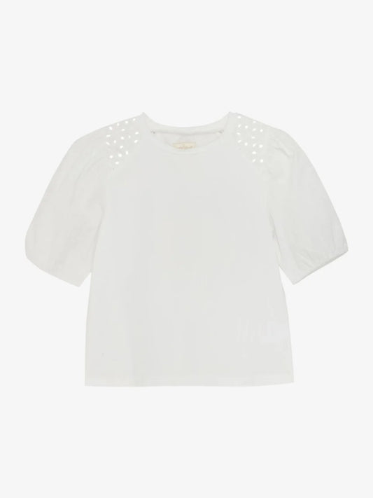 Creamie T-Shirt mit Lochstickerei
