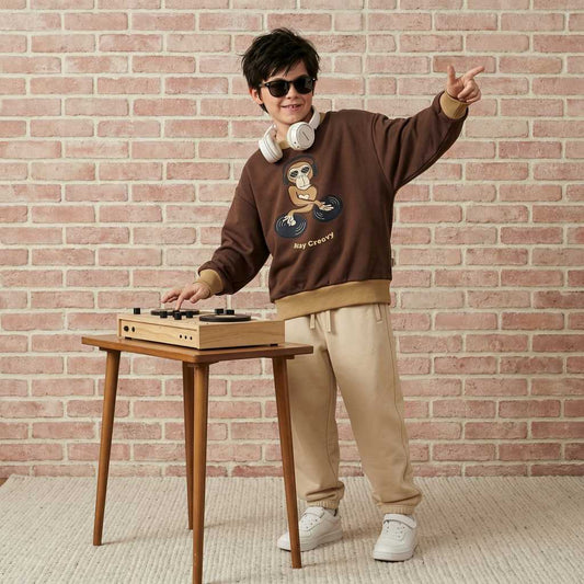 Maxomorra Sweatshirt Monkey - Stay Groovy GOTS
