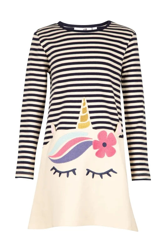 Happy Girls Kleid Langarm mit Einhornapplikation