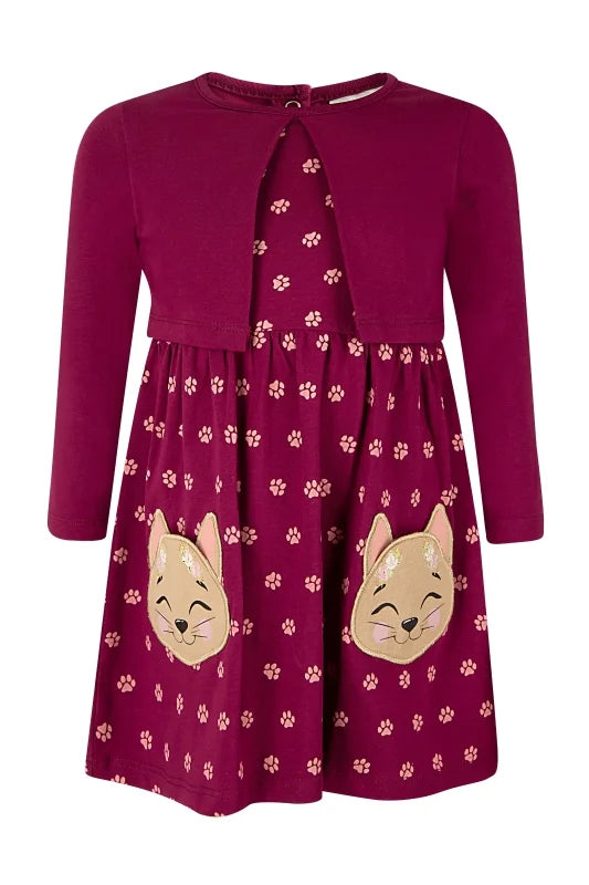 Happy Girls Kleid Langarm mit Katzenapplikation