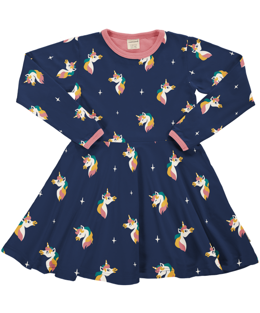 Maxomorfa Kleid Langarm Unicorn GOTS