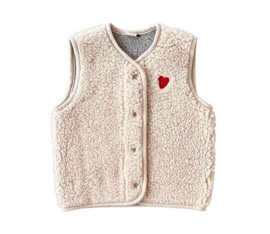 Alwero Weste TYB Junior aus Bio-Wolle Ultralight Sandy Brown mit Herz, Special Edition (Kopie)