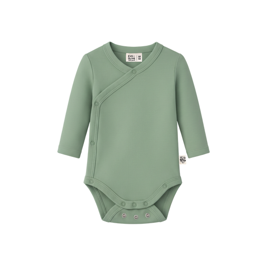 Eve + Olive Wickelbody Langarm aus 100% Lyocell in Brave Eucalyptus