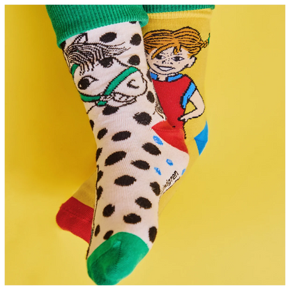 Martinex Pippi Langstrumpf Socken 2 Paar Gelb/Weiß