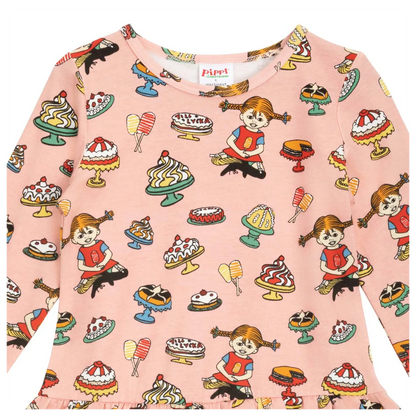 Martinex Pippi Langstrumpf Langarmkleid 'Yummy Dress Rose'