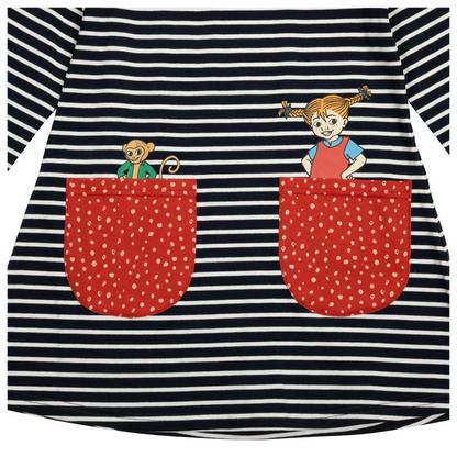 Martinex Pippi Langstrumpf Kleid gestreift 'Buddies Dress dark blue'