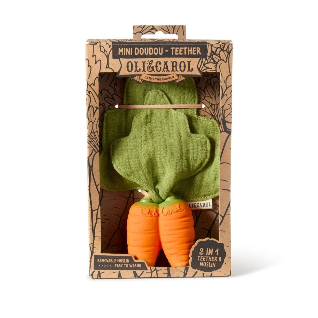 Oli & Carol Beißspielzeug und Schnuffeltuch - Cathy the Carrot Mini Doudou-Teether